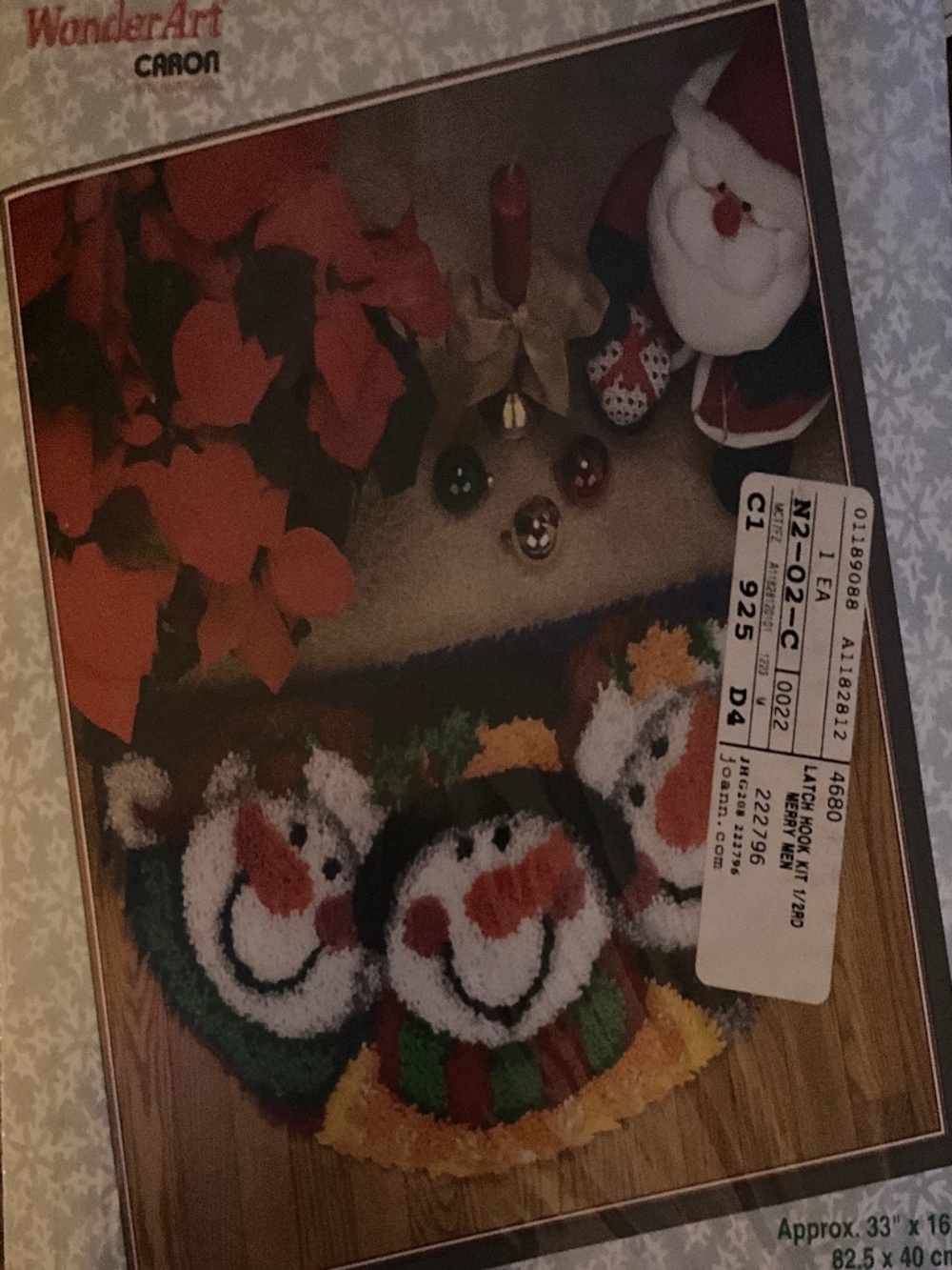 Vintage Caron Wonder Art MERRY MEN Latch Hook Kit 4680 Christmas Snowmen SEALED